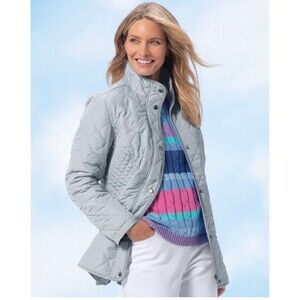 Women’s Lightweight Quilted PufferJacket Gray NWOT Siz PM Appleseeds Berkshire